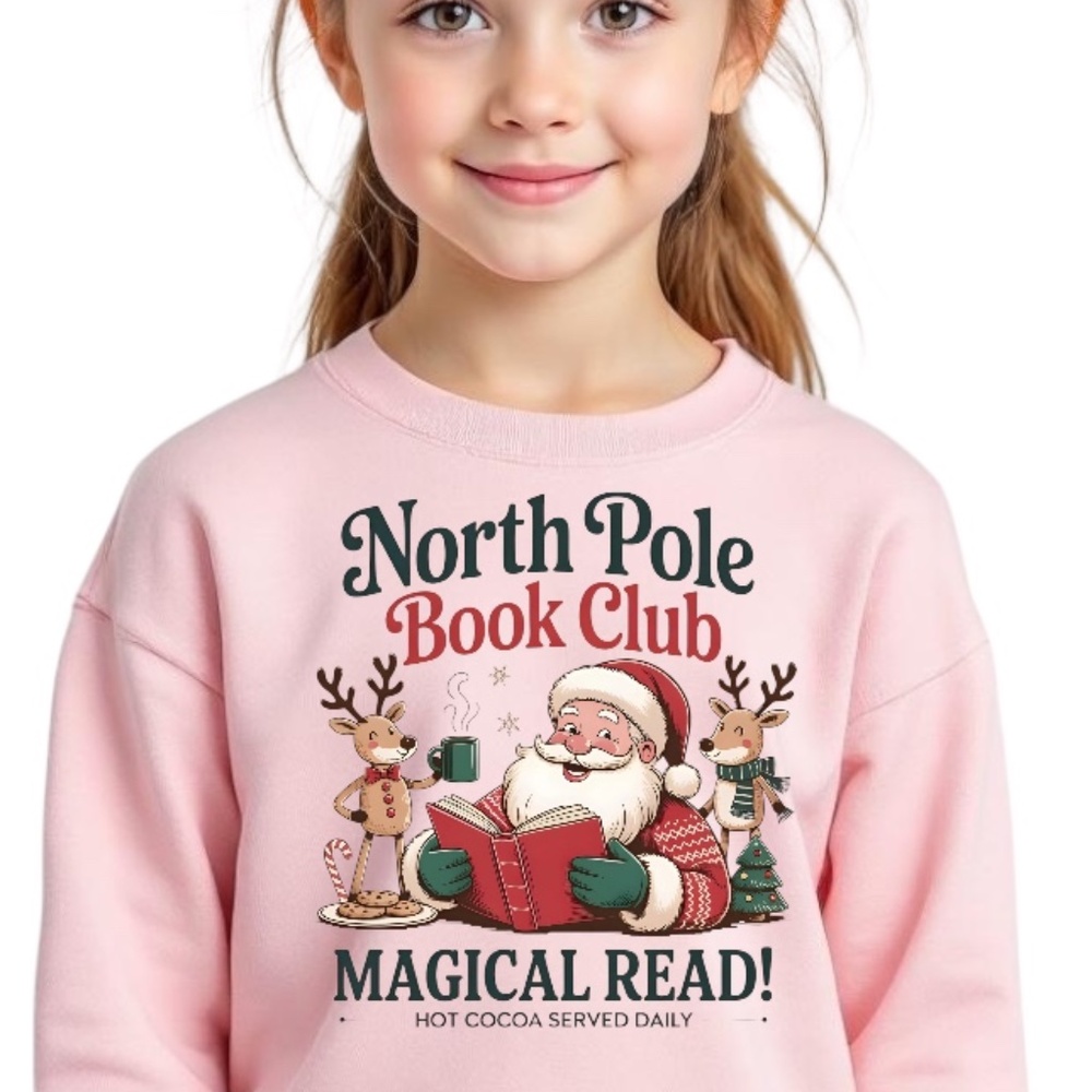 North Pole Book Club T-shirt long sleeve  Boy or Girl 2 3 4 5 6 7 8 10 S-XL read